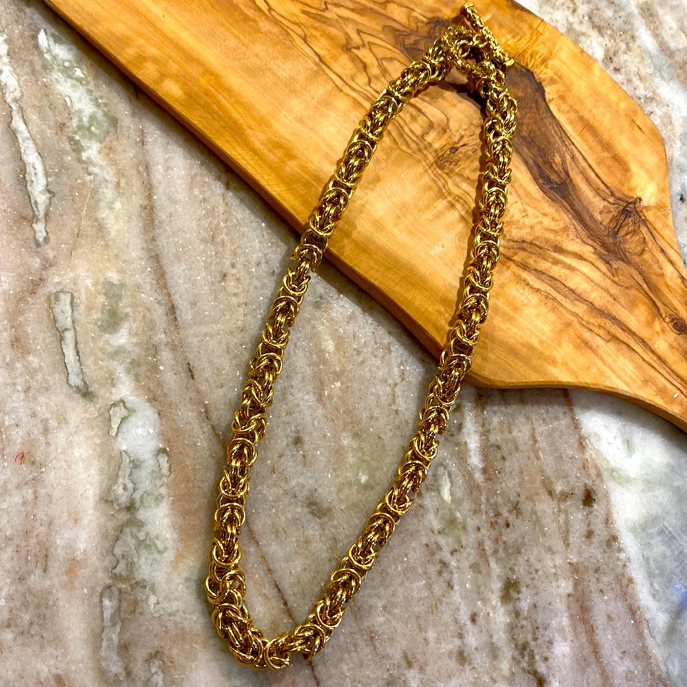 18kt gold (overlay, on bronze) stamped Italian necklace